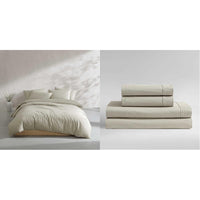 Calvin Klein - King Comforter Set, Modern Cotton Washed Percale Bedding with Matching Shams, Oeko - Tex Certified (Washed Percale White, King) - 7DAY'S