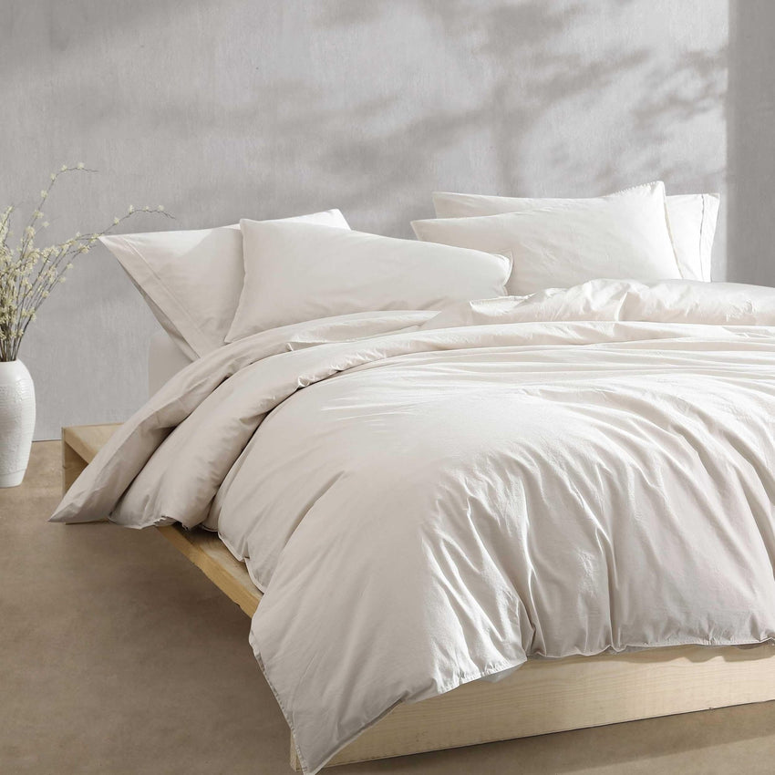 Calvin Klein - King Comforter Set, Modern Cotton Washed Percale Bedding with Matching Shams, Oeko - Tex Certified (Washed Percale White, King) - 7DAY'S