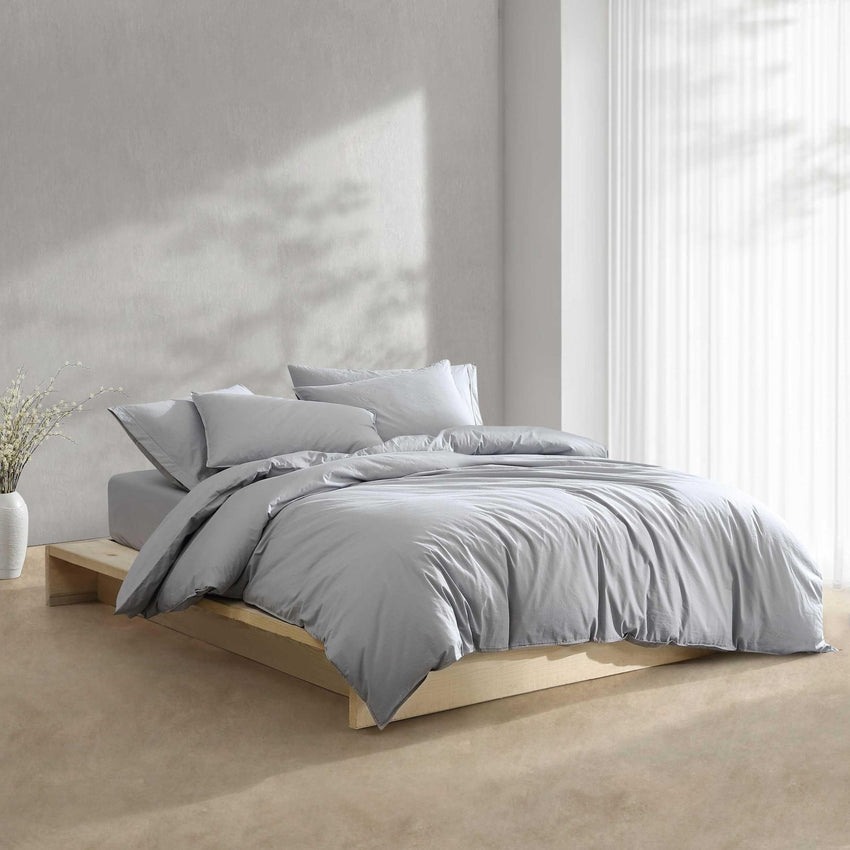 Calvin Klein - King Comforter Set, Modern Cotton Washed Percale Bedding with Matching Shams, Oeko - Tex Certified (Washed Percale White, King) - 7DAY'S