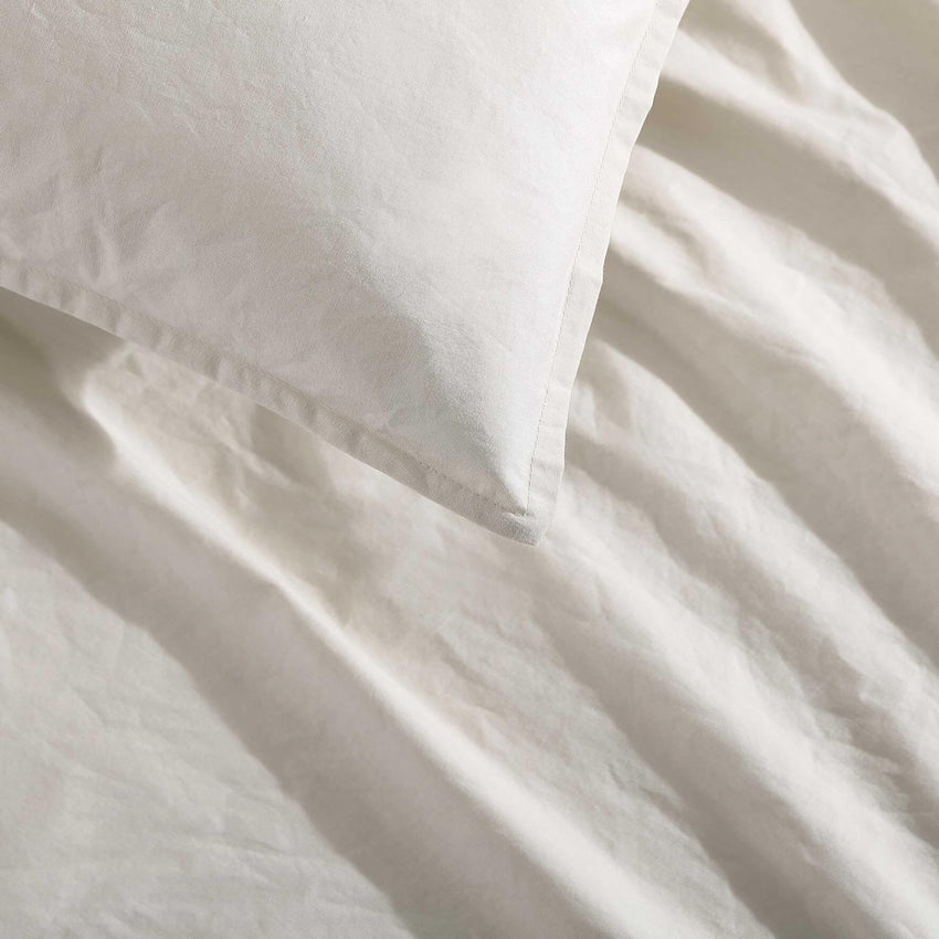 Calvin Klein - King Comforter Set, Modern Cotton Washed Percale Bedding with Matching Shams, Oeko - Tex Certified (Washed Percale White, King) - 7DAY'S