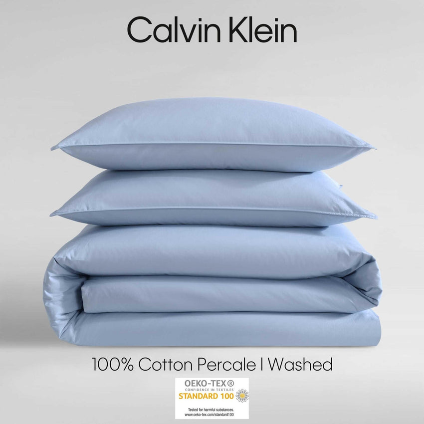Calvin Klein - King Comforter Set, Modern Cotton Washed Percale Bedding with Matching Shams, Oeko - Tex Certified (Washed Percale White, King) - 7DAY'S