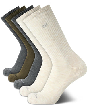 Calvin Klein Mens Crew Socks - 5 Pack Athletic Mid Calf Socks for Men (7 - 12) - 7DAY'S