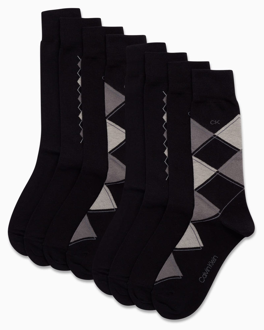 Calvin Klein Men's Dress Socks - 8 Pack Breathable Cotton Blend Crew Socks - Casual Long Work Sock for Men (Sizes: 7 - 12) - 7DAY'S
