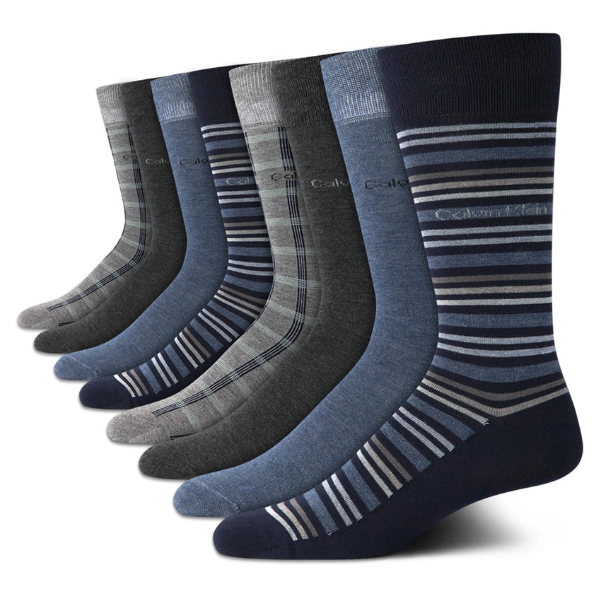 Calvin Klein Men's Dress Socks - 8 Pack Breathable Cotton Blend Crew Socks - Casual Long Work Sock for Men (Sizes: 7 - 12) - 7DAY'S