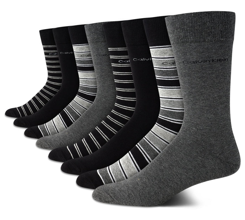 Calvin Klein Men's Dress Socks - 8 Pack Breathable Cotton Blend Crew Socks - Casual Long Work Sock for Men (Sizes: 7 - 12) - 7DAY'S