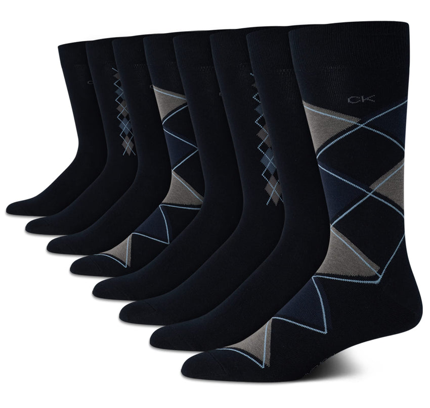 Calvin Klein Men's Dress Socks - 8 Pack Breathable Cotton Blend Crew Socks - Casual Long Work Sock for Men (Sizes: 7 - 12) - 7DAY'S