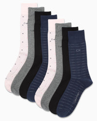 Calvin Klein Men's Dress Socks - 8 Pack Breathable Cotton Blend Crew Socks - Casual Long Work Sock for Men (Sizes: 7 - 12) - 7DAY'S