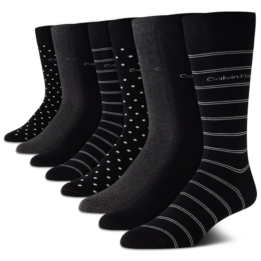 Calvin Klein Men's Dress Socks - 8 Pack Breathable Cotton Blend Crew Socks - Casual Long Work Sock for Men (Sizes: 7 - 12) - 7DAY'S
