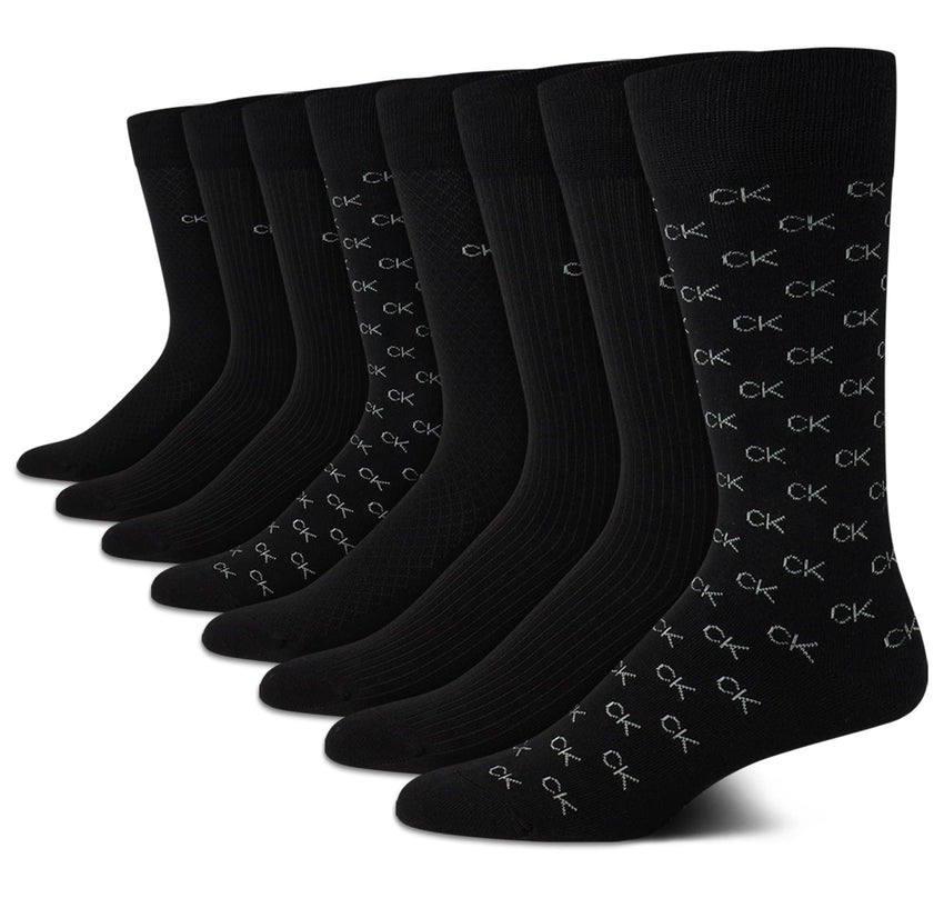Calvin Klein Men's Dress Socks - 8 Pack Breathable Cotton Blend Crew Socks - Casual Long Work Sock for Men (Sizes: 7 - 12) - 7DAY'S