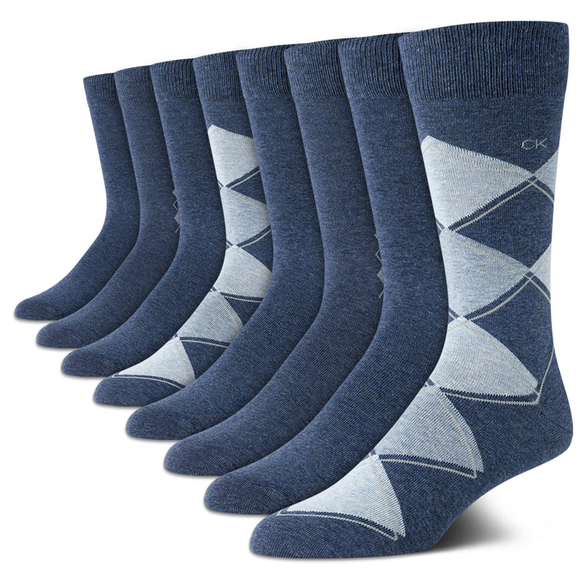 Calvin Klein Men's Dress Socks - 8 Pack Breathable Cotton Blend Crew Socks - Casual Long Work Sock for Men (Sizes: 7 - 12) - 7DAY'S
