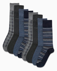 Calvin Klein Men's Dress Socks - 8 Pack Breathable Cotton Blend Crew Socks - Casual Long Work Sock for Men (Sizes: 7 - 12) - 7DAY'S