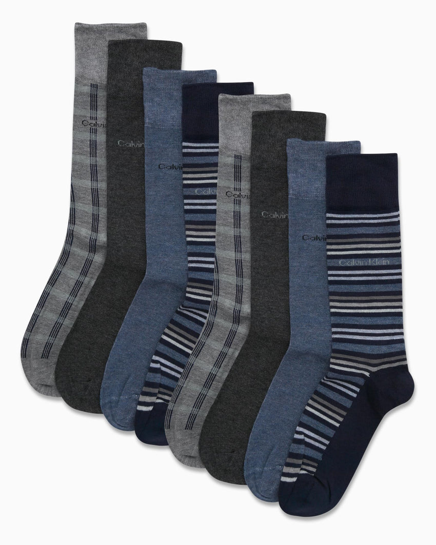 Calvin Klein Men's Dress Socks - 8 Pack Breathable Cotton Blend Crew Socks - Casual Long Work Sock for Men (Sizes: 7 - 12) - 7DAY'S