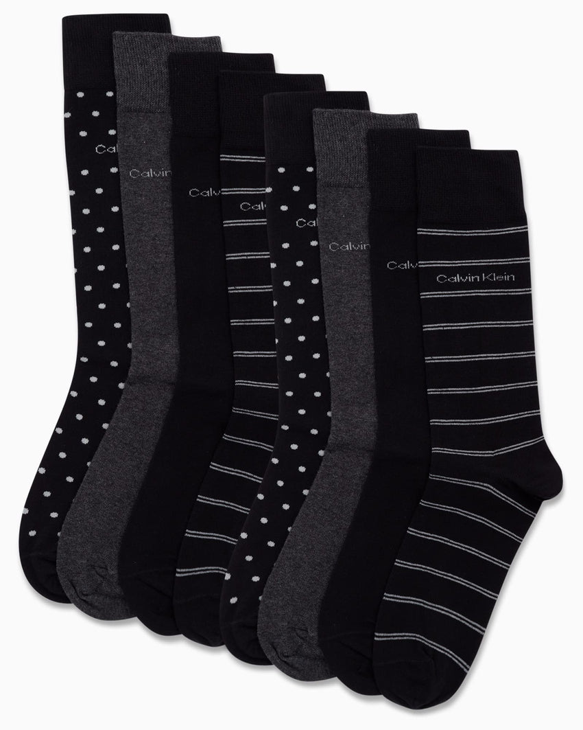 Calvin Klein Men's Dress Socks - 8 Pack Breathable Cotton Blend Crew Socks - Casual Long Work Sock for Men (Sizes: 7 - 12) - 7DAY'S