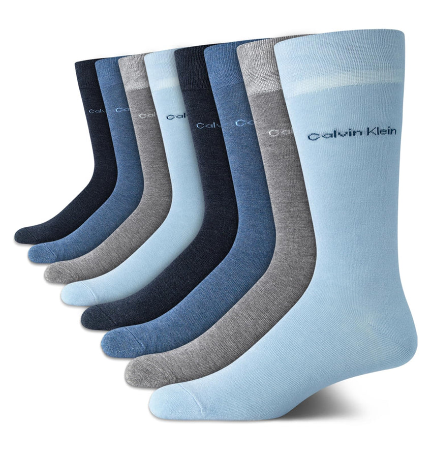 Calvin Klein Men's Dress Socks - 8 Pack Breathable Cotton Blend Crew Socks - Casual Long Work Sock for Men (Sizes: 7 - 12) - 7DAY'S