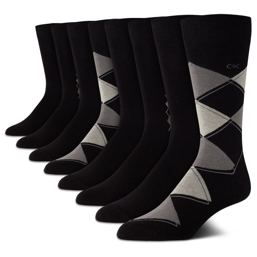 Calvin Klein Men's Dress Socks - 8 Pack Breathable Cotton Blend Crew Socks - Casual Long Work Sock for Men (Sizes: 7 - 12) - 7DAY'S