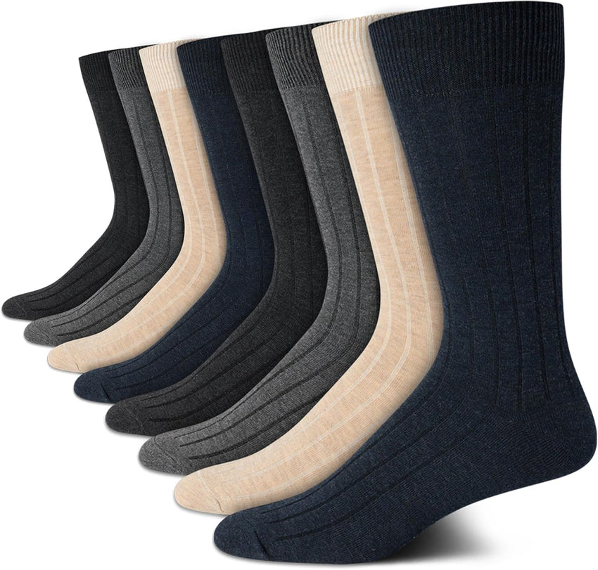 Calvin Klein Men's Dress Socks - 8 Pack Breathable Cotton Blend Crew Socks - Casual Long Work Sock for Men (Sizes: 7 - 12) - 7DAY'S