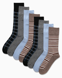 Calvin Klein Men's Dress Socks - 8 Pack Breathable Cotton Blend Crew Socks - Casual Long Work Sock for Men (Sizes: 7 - 12) - 7DAY'S