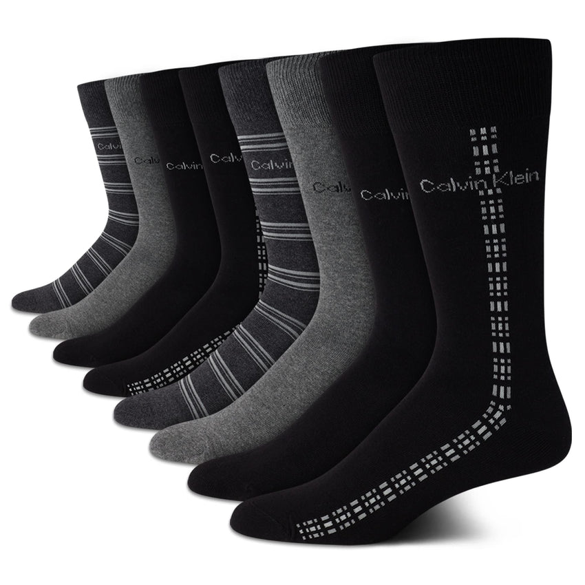 Calvin Klein Men's Dress Socks - 8 Pack Breathable Cotton Blend Crew Socks - Casual Long Work Sock for Men (Sizes: 7 - 12) - 7DAY'S