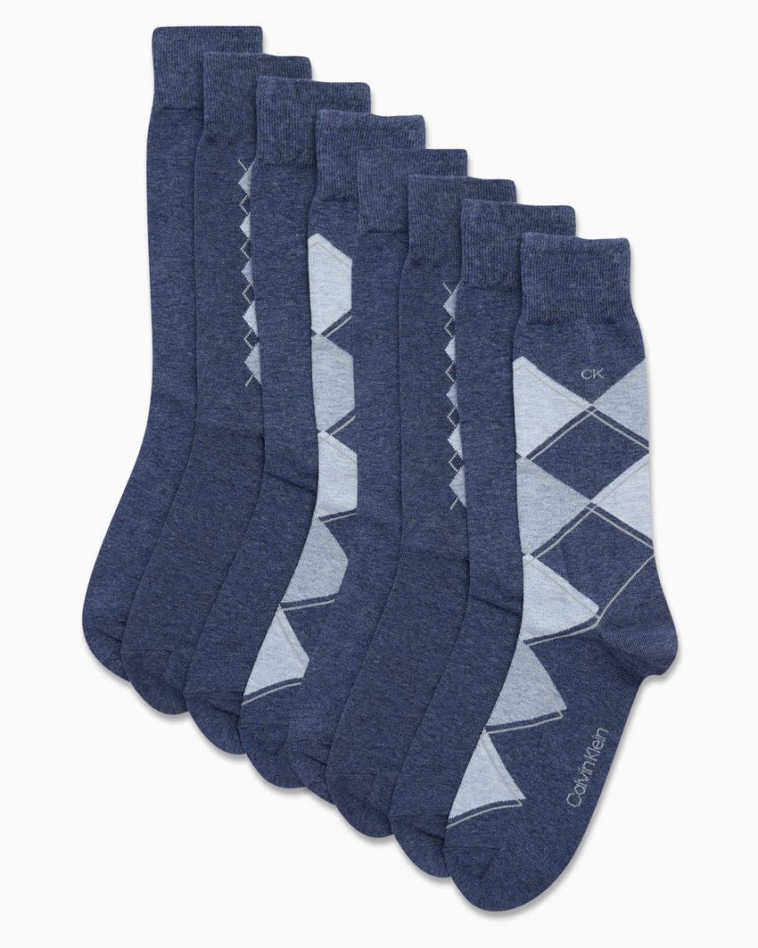 Calvin Klein Men's Dress Socks - 8 Pack Breathable Cotton Blend Crew Socks - Casual Long Work Sock for Men (Sizes: 7 - 12) - 7DAY'S