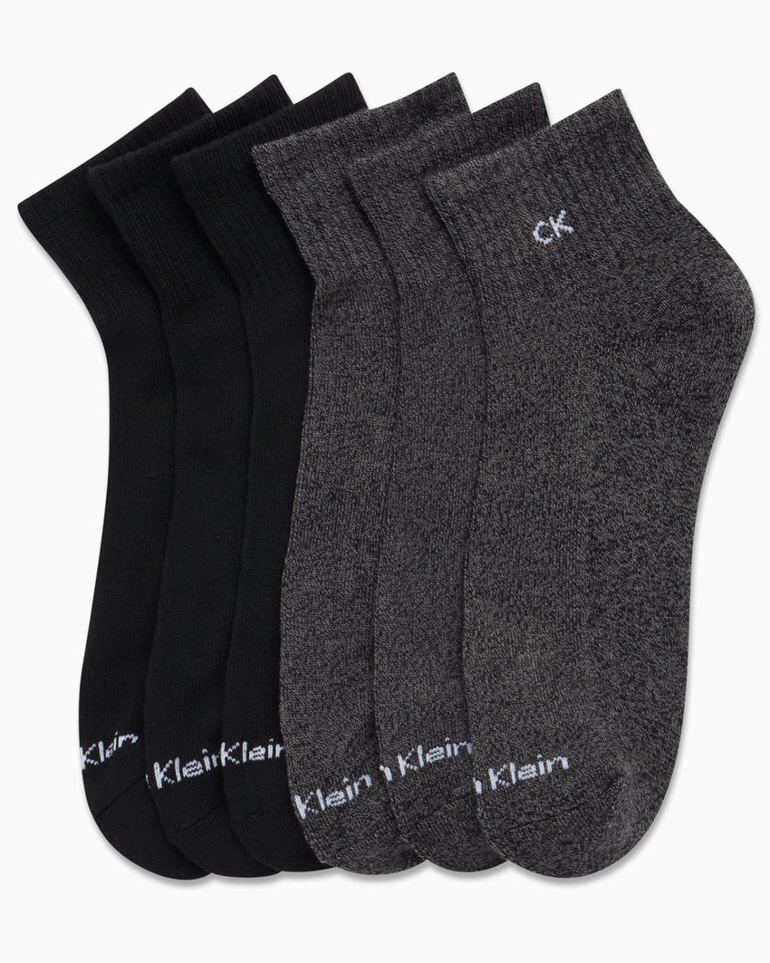Calvin Klein Mens Quarter Socks - 6 Pack Breathable Cushion Athletic Ankle Socks for Men for Running and Workout (7 - 12) - 7DAY'S