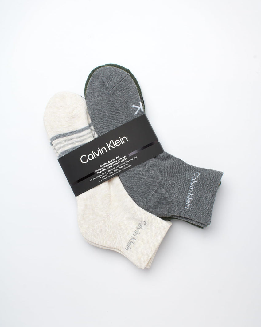 Calvin Klein Mens Quarter Socks - 6 Pack Breathable Cushion Athletic Ankle Socks for Men for Running and Workout (7 - 12) - 7DAY'S