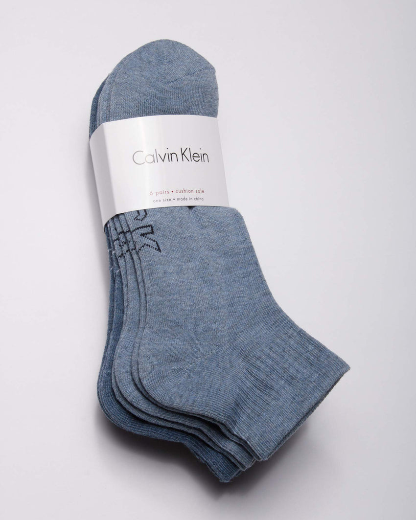 Calvin Klein Mens Quarter Socks - 6 Pack Breathable Cushion Athletic Ankle Socks for Men for Running and Workout (7 - 12) - 7DAY'S