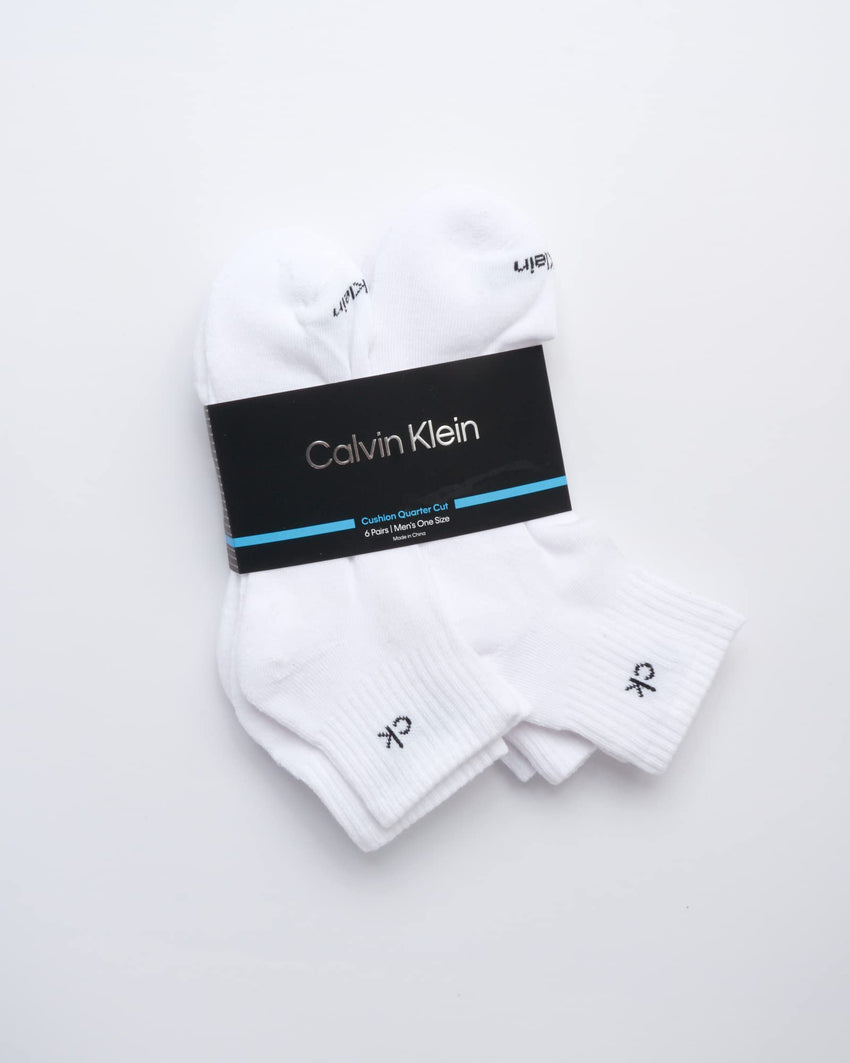 Calvin Klein Mens Quarter Socks - 6 Pack Breathable Cushion Athletic Ankle Socks for Men for Running and Workout (7 - 12) - 7DAY'S