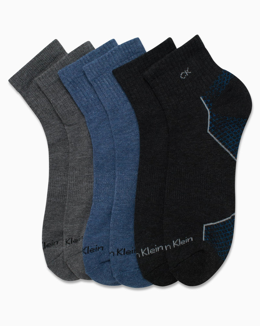 Calvin Klein Mens Quarter Socks - 6 Pack Breathable Cushion Athletic Ankle Socks for Men for Running and Workout (7 - 12) - 7DAY'S