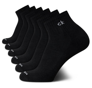 Calvin Klein Mens Quarter Socks - 6 Pack Breathable Cushion Athletic Ankle Socks for Men for Running and Workout (7-12)