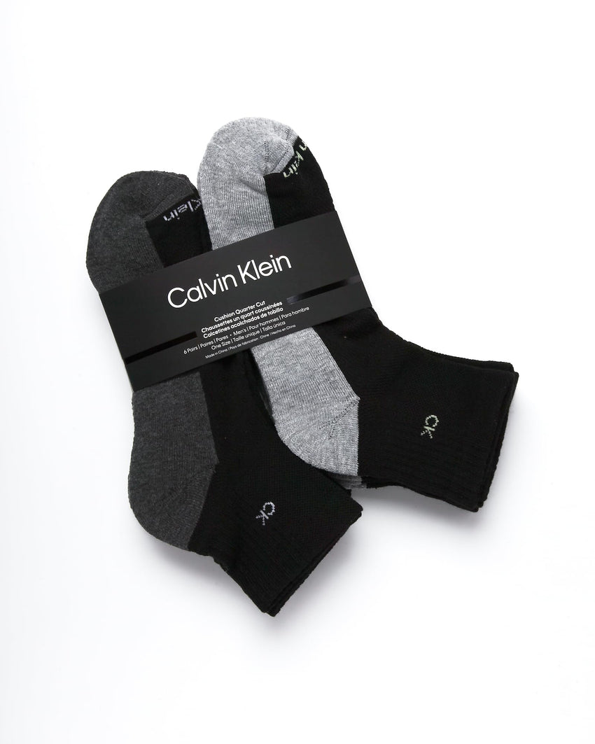 Calvin Klein Mens Quarter Socks - 6 Pack Breathable Cushion Athletic Ankle Socks for Men for Running and Workout (7 - 12) - 7DAY'S
