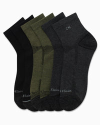 Calvin Klein Mens Quarter Socks - 6 Pack Breathable Cushion Athletic Ankle Socks for Men for Running and Workout (7 - 12) - 7DAY'S