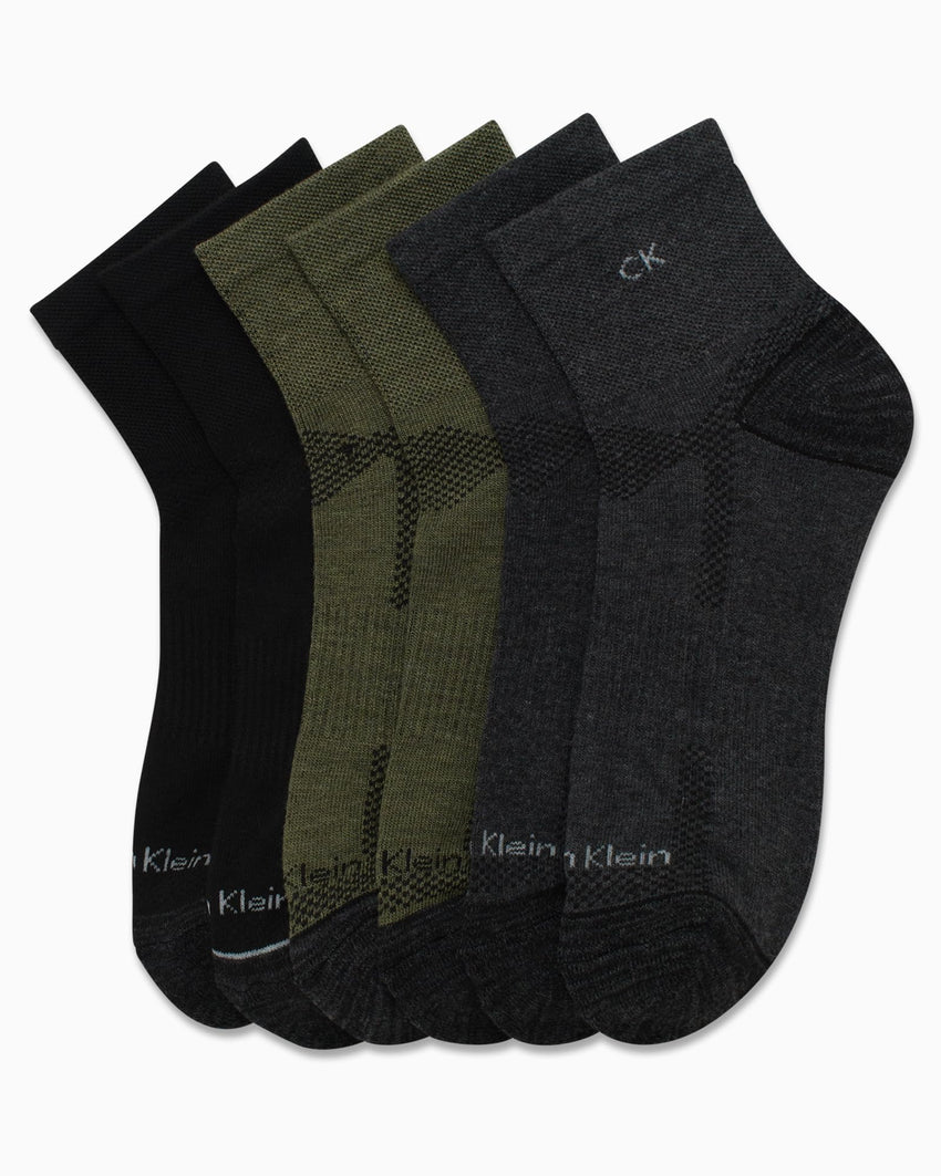 Calvin Klein Mens Quarter Socks - 6 Pack Breathable Cushion Athletic Ankle Socks for Men for Running and Workout (7 - 12) - 7DAY'S