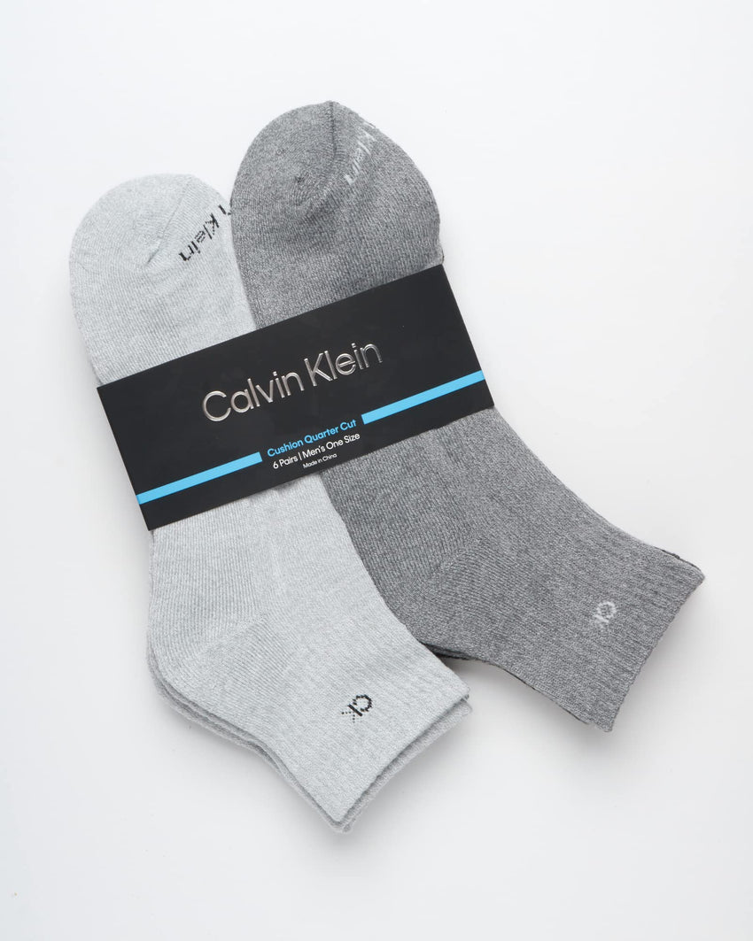 Calvin Klein Mens Quarter Socks - 6 Pack Breathable Cushion Athletic Ankle Socks for Men for Running and Workout (7 - 12) - 7DAY'S
