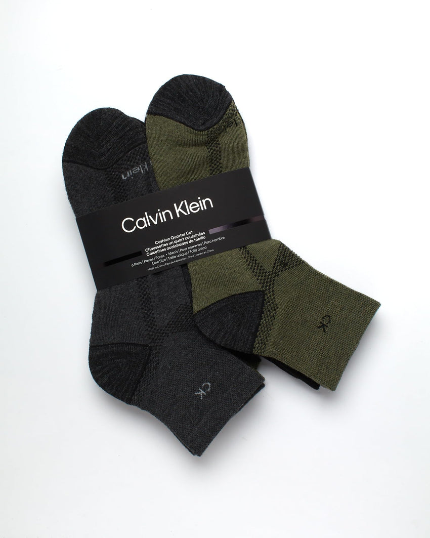 Calvin Klein Mens Quarter Socks - 6 Pack Breathable Cushion Athletic Ankle Socks for Men for Running and Workout (7 - 12) - 7DAY'S