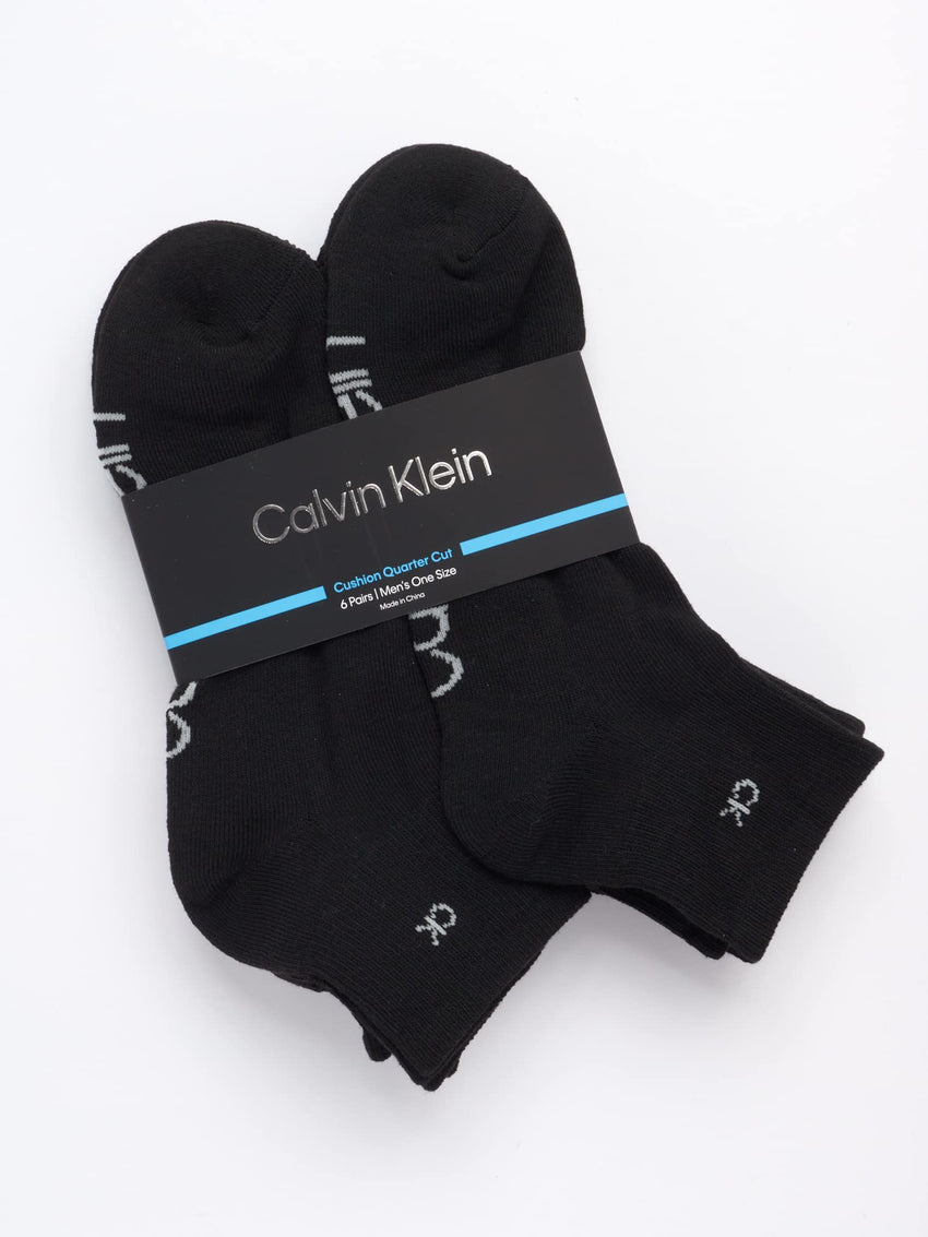 Calvin Klein Mens Quarter Socks - 6 Pack Breathable Cushion Athletic Ankle Socks for Men for Running and Workout (7 - 12) - 7DAY'S