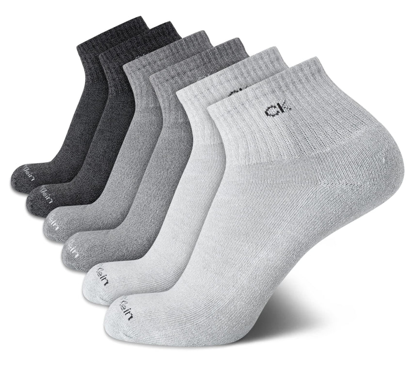 Calvin Klein Mens Quarter Socks - 6 Pack Breathable Cushion Athletic Ankle Socks for Men for Running and Workout (7 - 12) - 7DAY'S