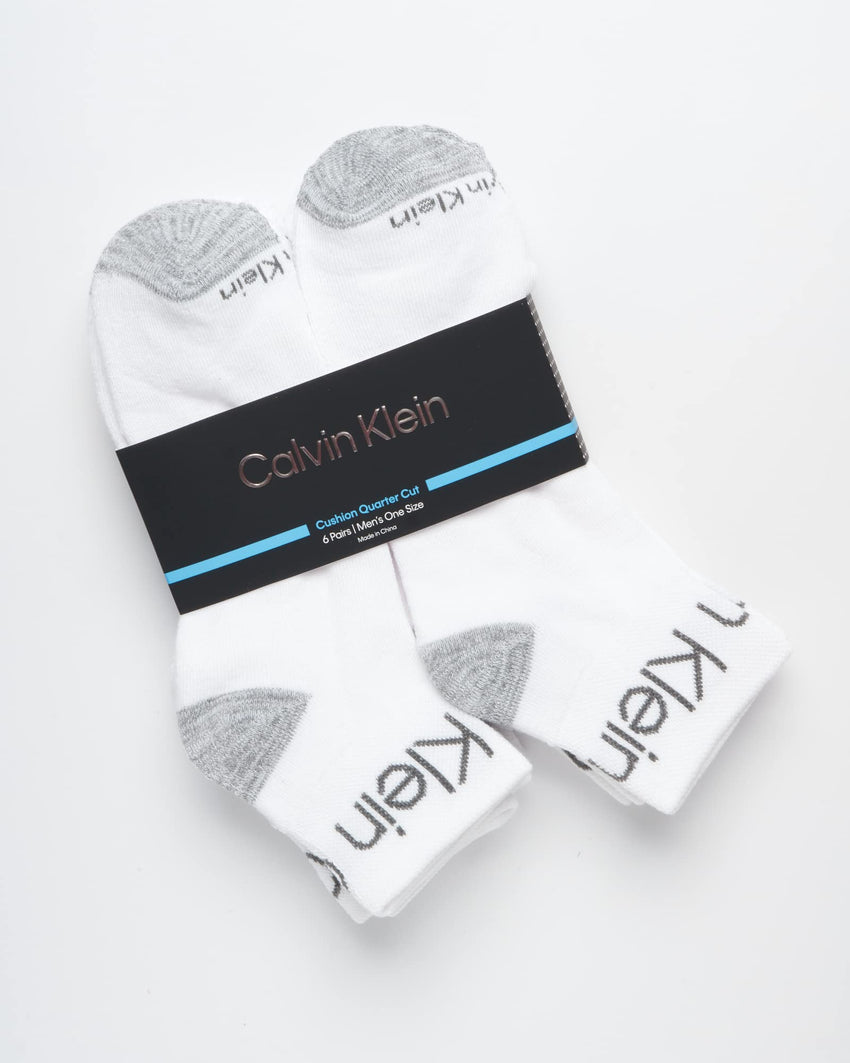 Calvin Klein Mens Quarter Socks - 6 Pack Breathable Cushion Athletic Ankle Socks for Men for Running and Workout (7 - 12) - 7DAY'S
