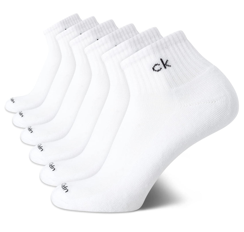 Calvin Klein Mens Quarter Socks - 6 Pack Breathable Cushion Athletic Ankle Socks for Men for Running and Workout (7 - 12) - 7DAY'S