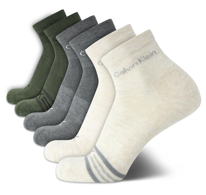 Calvin Klein Mens Quarter Socks - 6 Pack Breathable Cushion Athletic Ankle Socks for Men for Running and Workout (7 - 12) - 7DAY'S