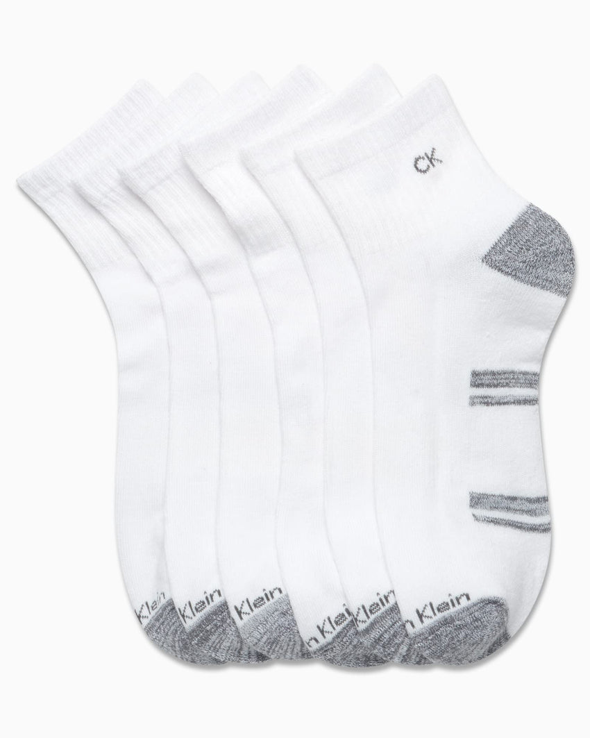 Calvin Klein Mens Quarter Socks - 6 Pack Breathable Cushion Athletic Ankle Socks for Men for Running and Workout (7 - 12) - 7DAY'S