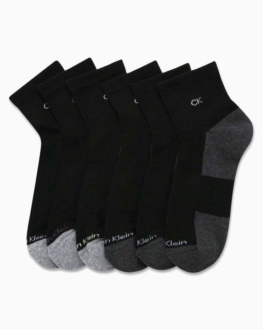 Calvin Klein Mens Quarter Socks - 6 Pack Breathable Cushion Athletic Ankle Socks for Men for Running and Workout (7 - 12) - 7DAY'S