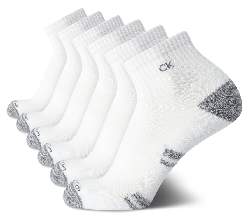 Calvin Klein Mens Quarter Socks - 6 Pack Breathable Cushion Athletic Ankle Socks for Men for Running and Workout (7 - 12) - 7DAY'S