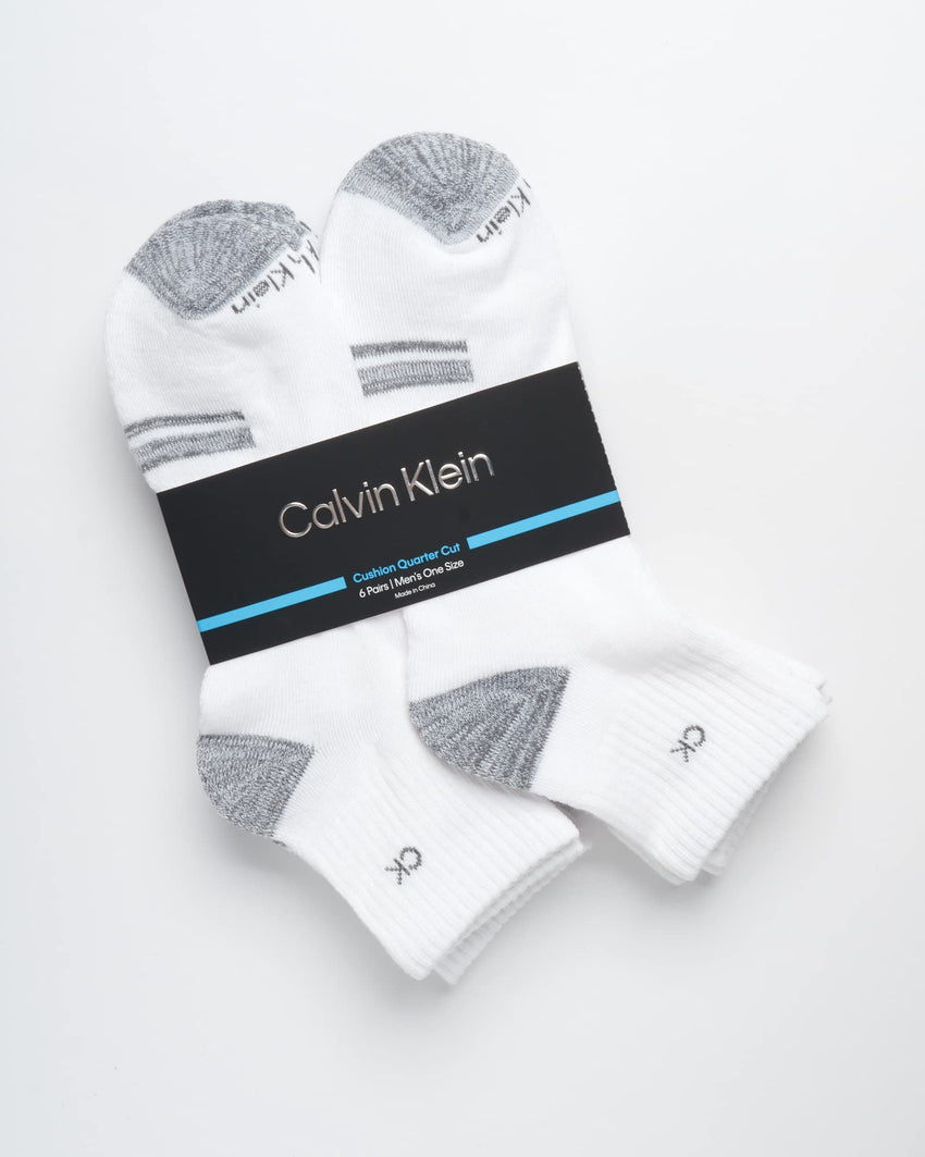 Calvin Klein Mens Quarter Socks - 6 Pack Breathable Cushion Athletic Ankle Socks for Men for Running and Workout (7 - 12) - 7DAY'S