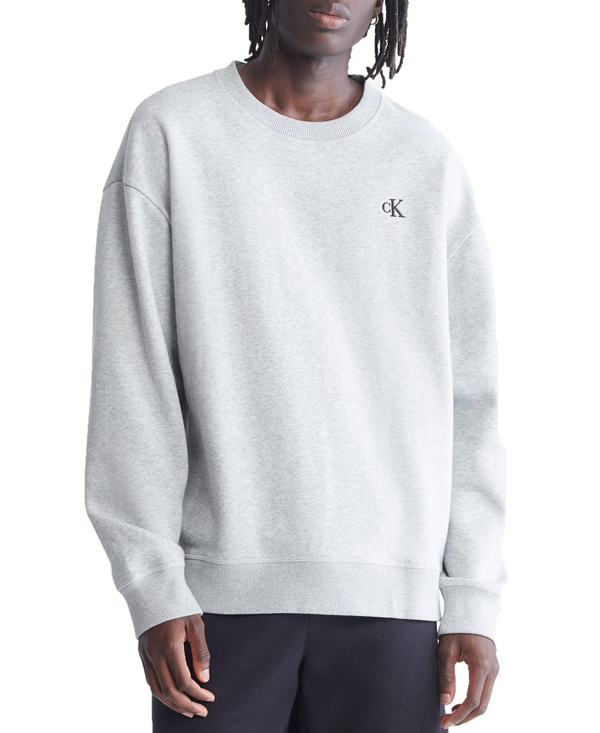 Calvin Klein Men's Relaxed Fit Monogram Logo Fleece Sweatshirt - 7DAY'S