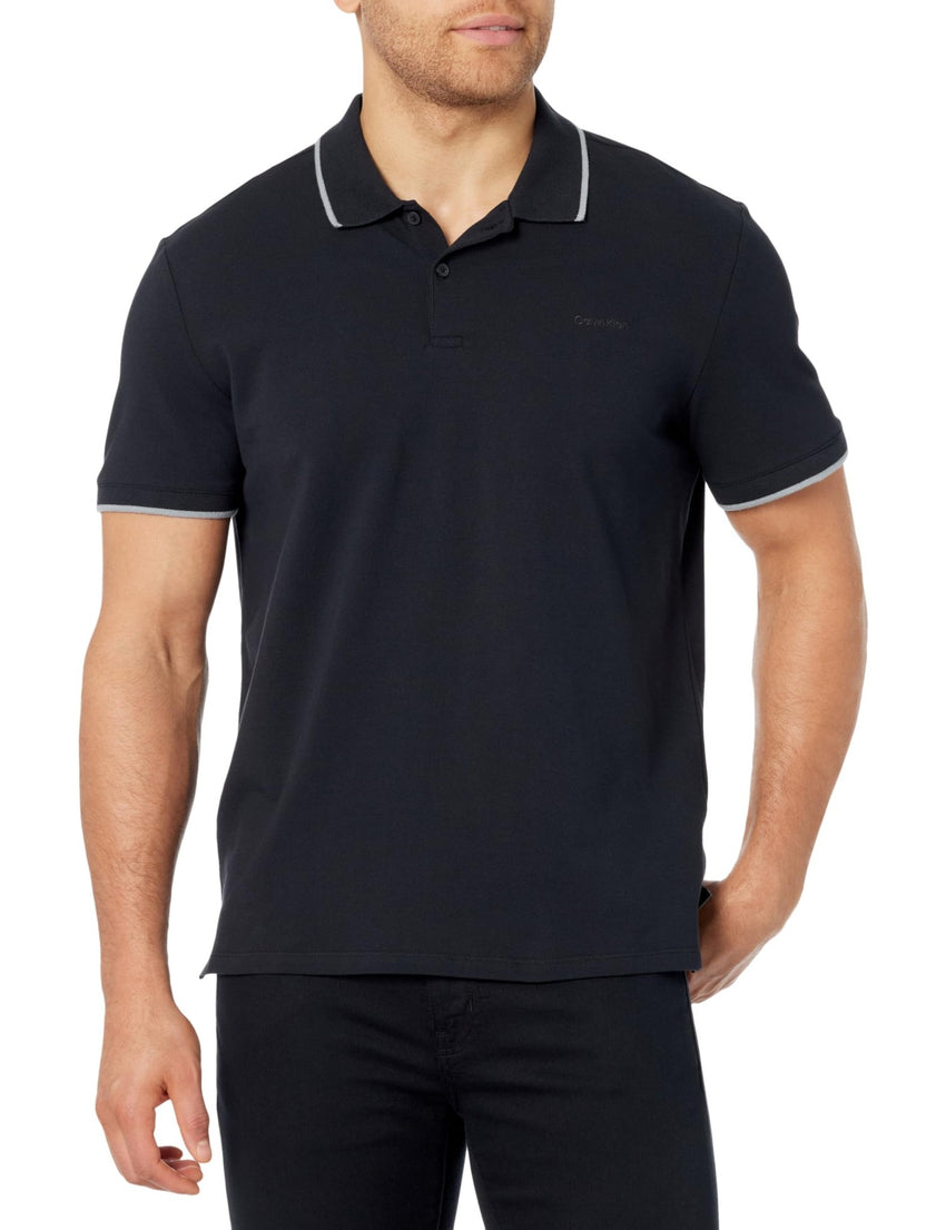 Calvin Klein Men's Stretch Pique Solid Tipped Polo - 7DAY'S