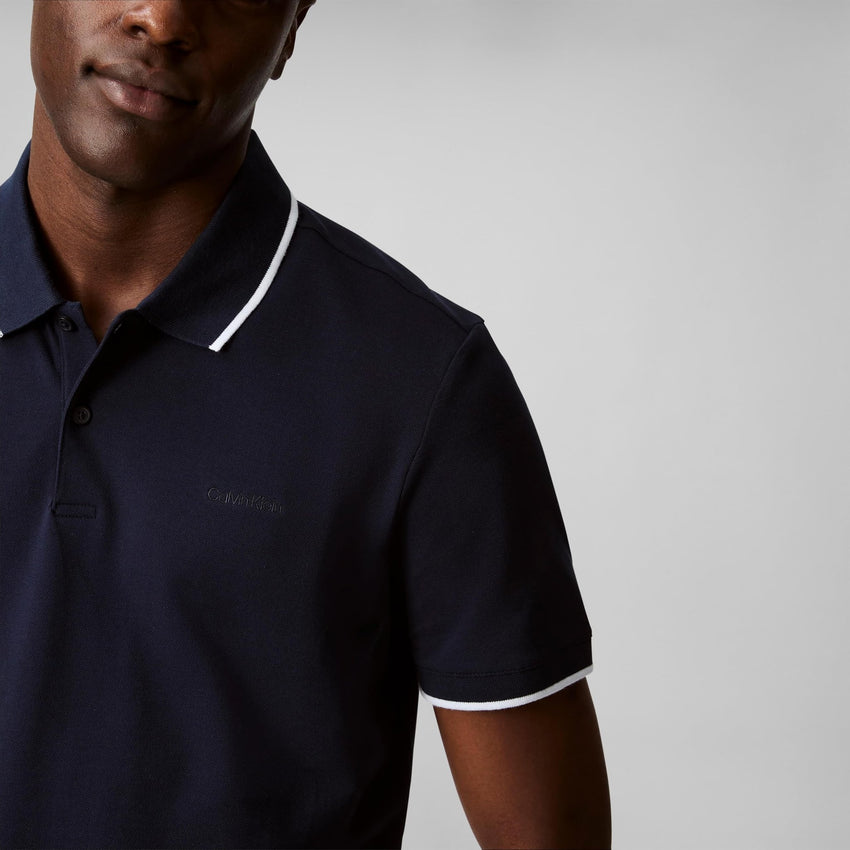 Calvin Klein Men's Stretch Pique Solid Tipped Polo - 7DAY'S
