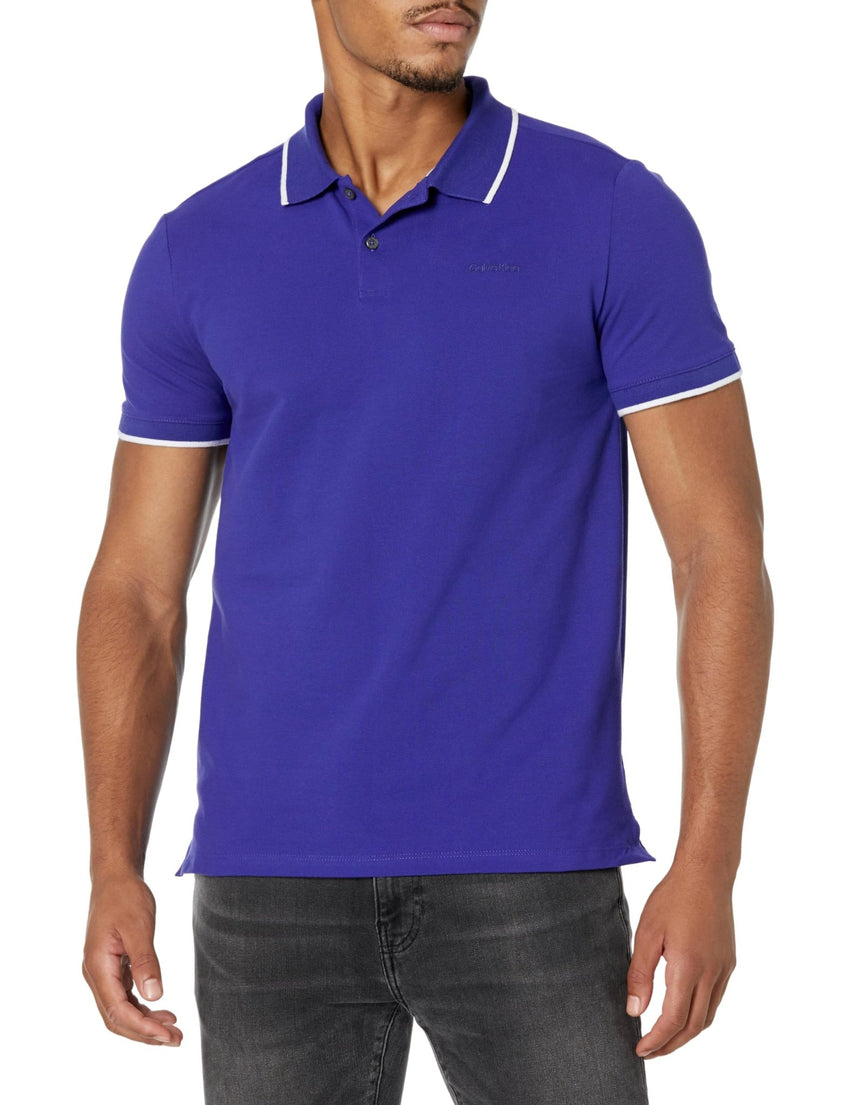 Calvin Klein Men's Stretch Pique Solid Tipped Polo - 7DAY'S