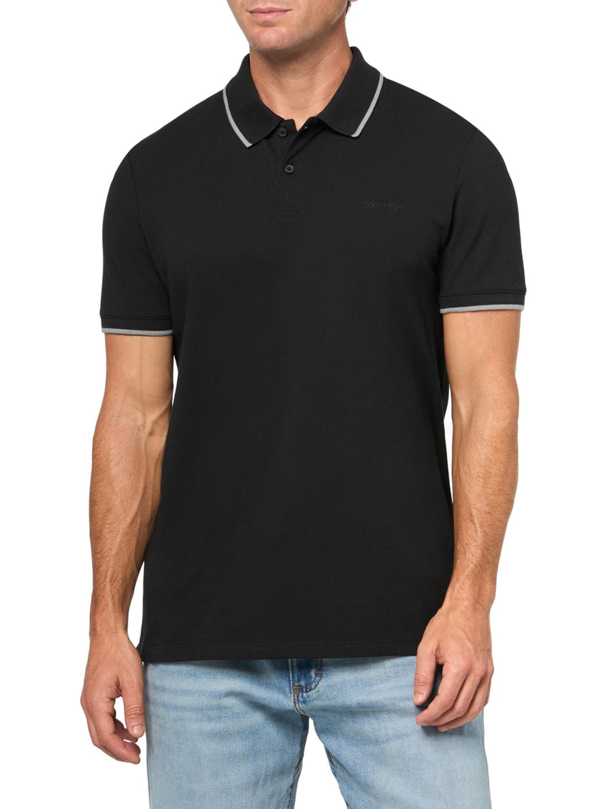 Calvin Klein Men's Stretch Pique Solid Tipped Polo - 7DAY'S