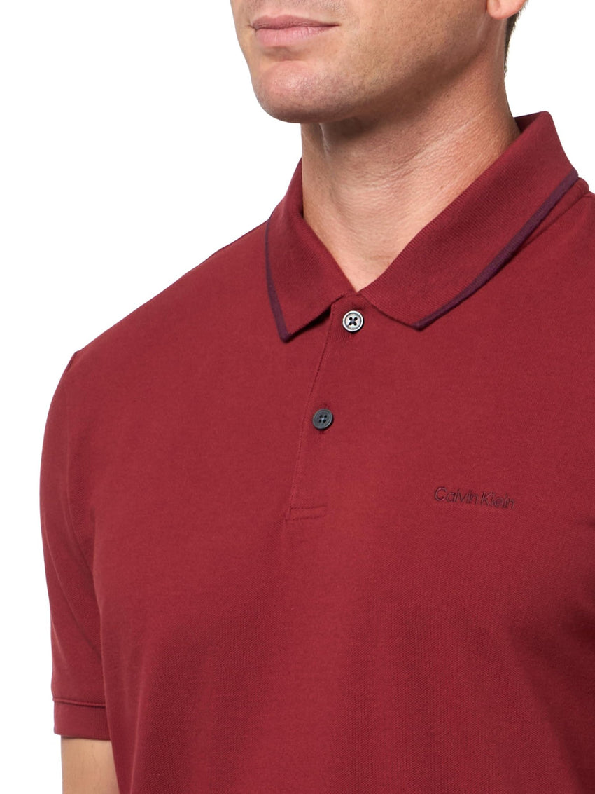 Calvin Klein Men's Stretch Pique Solid Tipped Polo - 7DAY'S