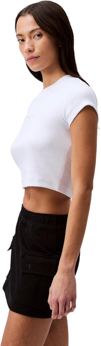 Calvin Klein Women's Monogram Logo Ribbed Baby Tee - 7DAY'S